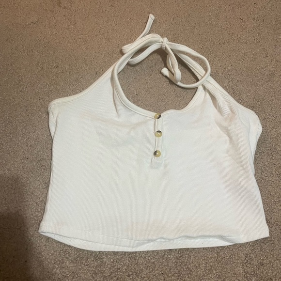 Garage white crop top halter size large - Picture 2 of 5